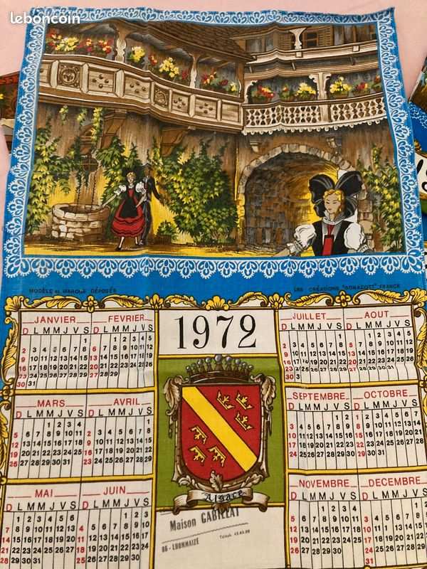 ANCIEN TORCHON CALENDRIER ANNÉE 1970 BEAUVILLE CPA PTT LA POSTE