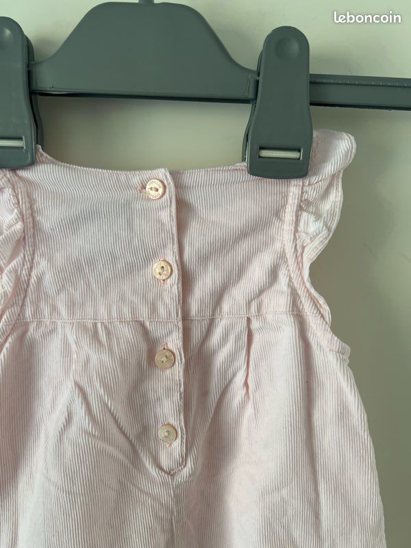 Salopette en velours rose coton fille 6 mois Cyrillus (image 9)