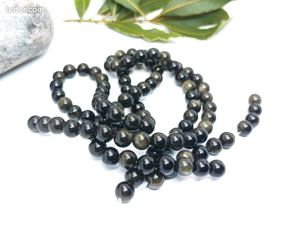 Obsidienne dorée 8mm - Lot de 90 perles 8mm (image 2)