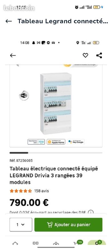 Tableau Legrand connecté T4 de 3 rangées a 39 modules (image 2)