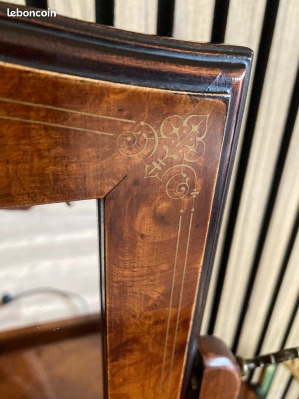 Psyché vintage de table en ronce de noyer et marqueterie (image 5)