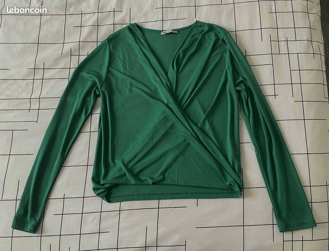 Zara Femme Tee Shirt Manche Longue Shirt Col T Shirt Manche Longue