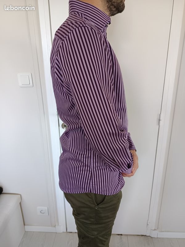 Chemise Habillée Homme Bugatchi Uomo Taille 16/40 Violet Clair - 100% Coton - Occasion Excellent état
