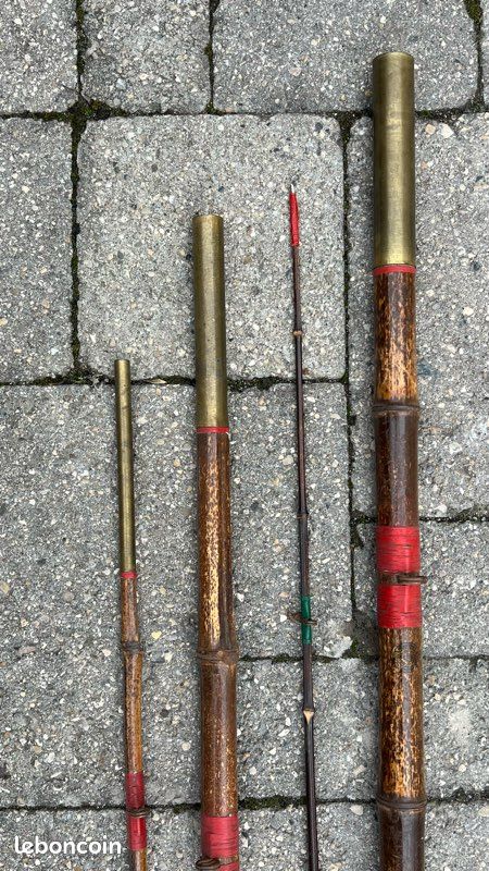 Canne à Mouche Vintage Bambou 3 Brins 9' - Pour Pièces Ou Réparation