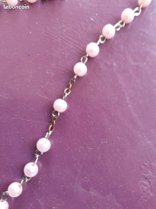 Perles roses en sautoir (image 2)