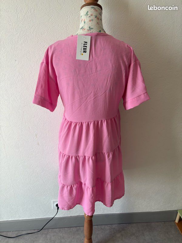 Robe Vila Taille 38 Rose - Manches Courtes, Capuche, Style Casual Satin