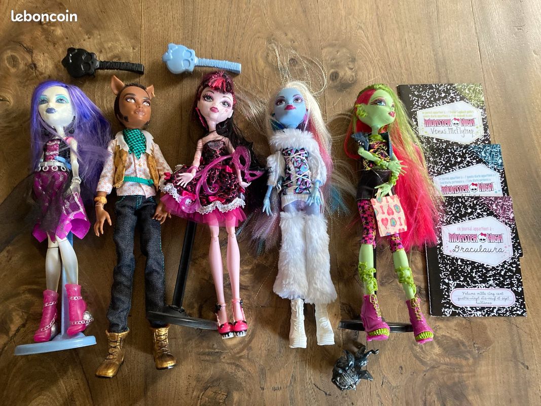 Lot de 5 poupées monster high - 4 femmes et 1 homme - Jeux & Jouets