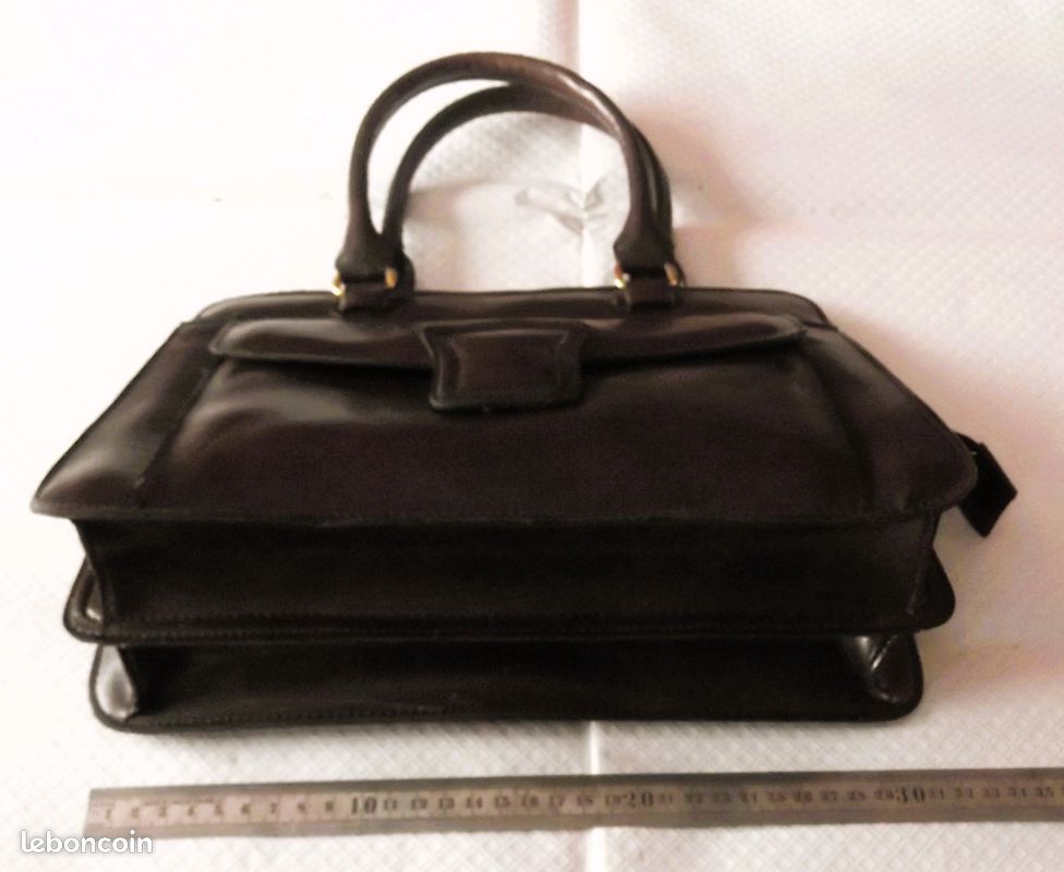 Sac à main vintage en similicuir marron (image 10)
