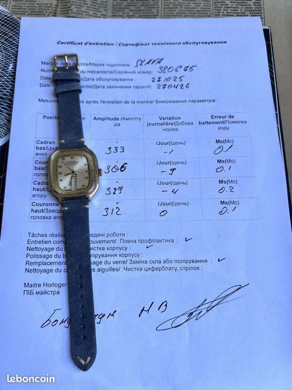 Montre Slava 26 rubis jour et date - URSS - N°380675 (image 7)