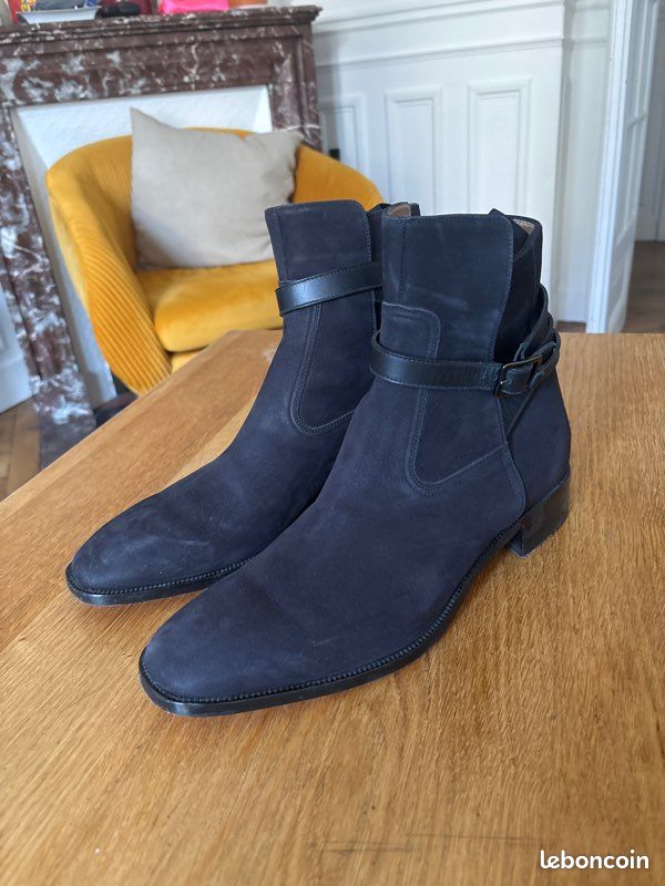 Bottines en cuir noir Louboutin homme 43,5 Chaussures