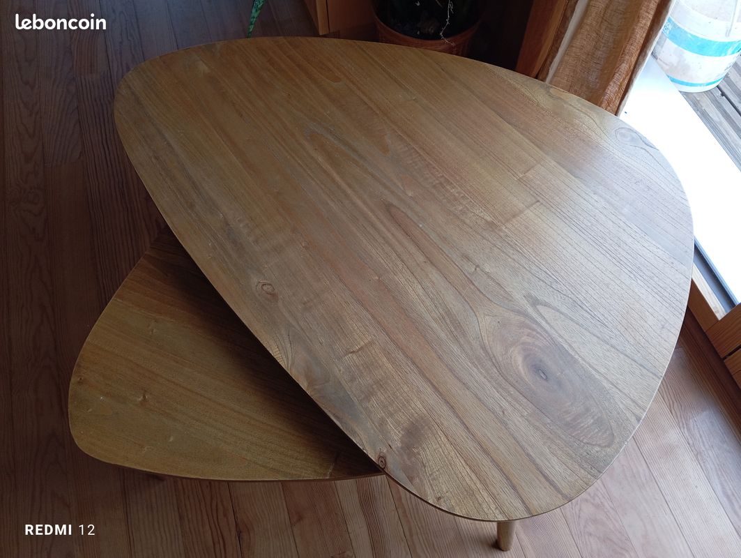 Lot de 2 tables basses bois massif en manguier (image 2)