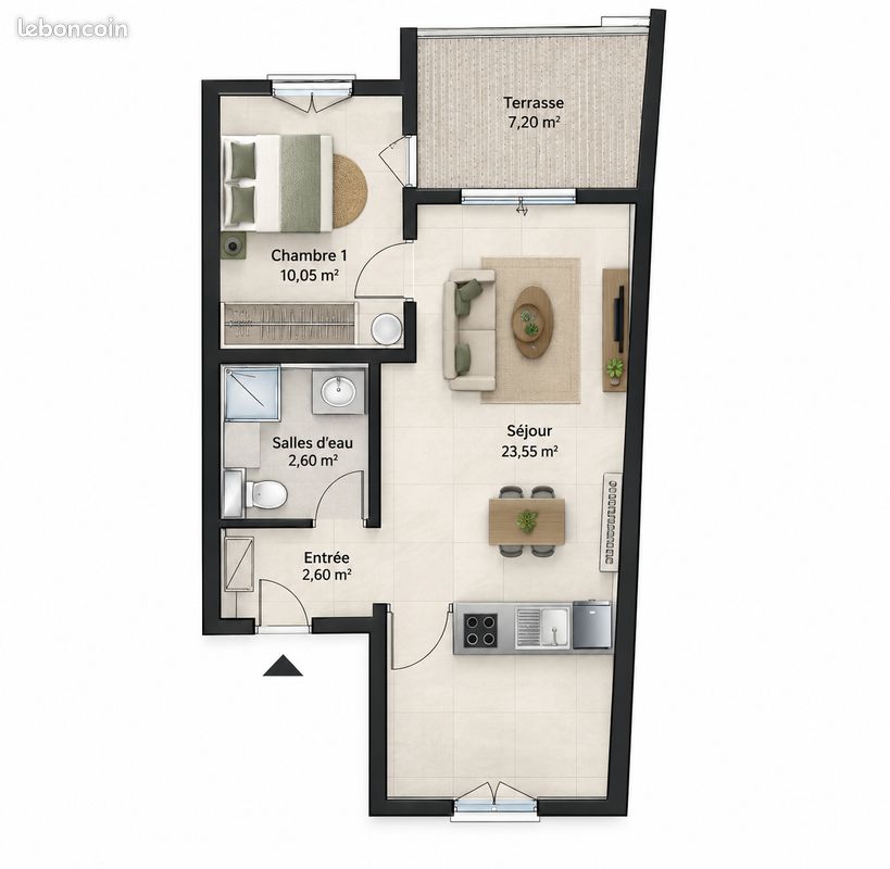Appartement 3 pièces 48 m² · à Saint-Benoît · 48 m² · 90 000 €