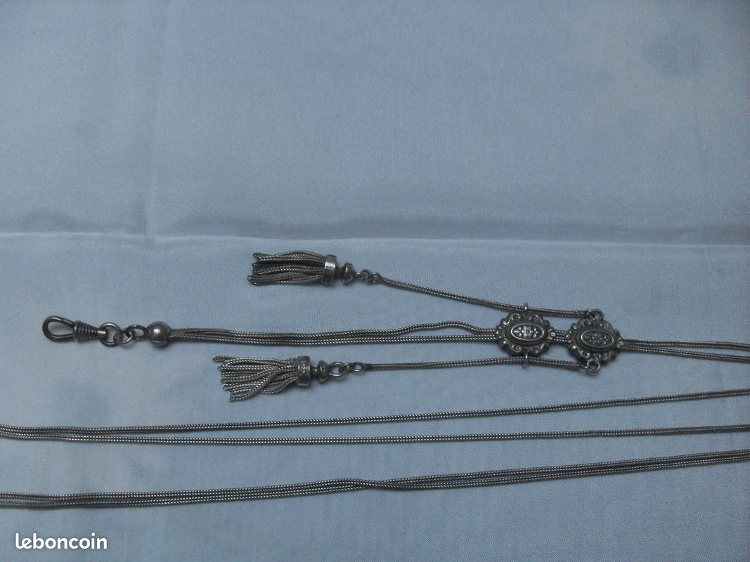 Ancien Sautoir En Argent 925 Long De 140 Cm - Avec Sa Patine D'origine - Très Bon état (TBE)