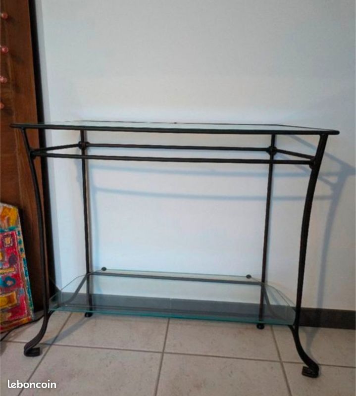 Table en verre et acier (image 1)