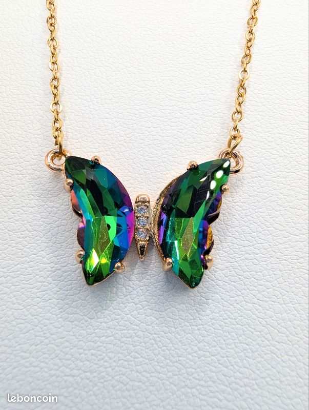Collier papillon en verre et acier inoxydable (image 7)