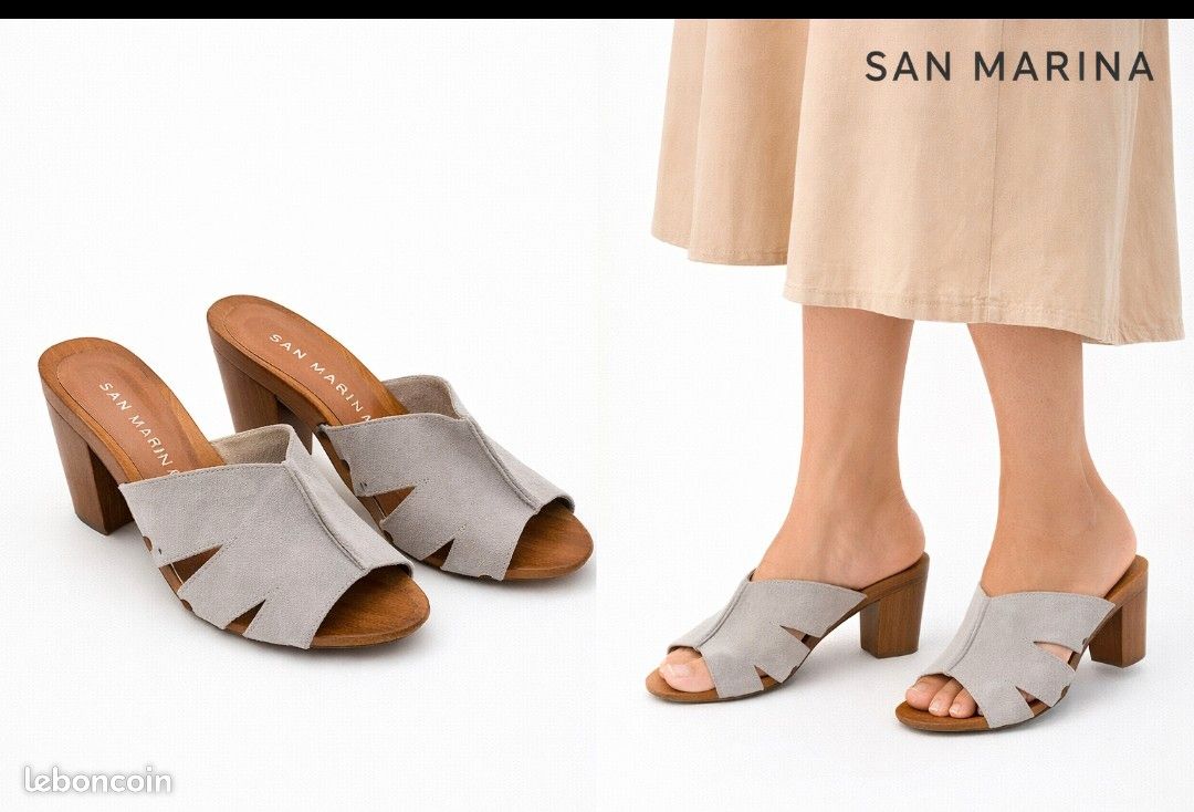 SAN MARINA chaussures femme pointure 36 velours beige (image 1)