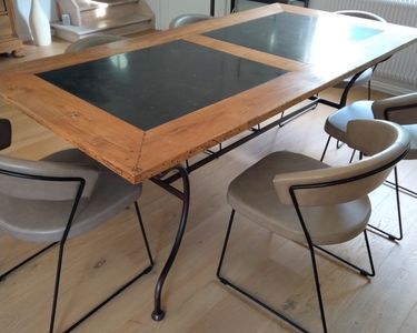 Table teck massif & aluminium 6-8 personnes - Meuble séjour
