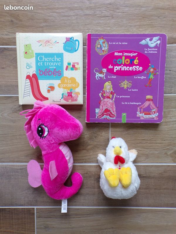 Lot de 2 livres premier âge - jeunes enfants et 2 peluches (image 1)