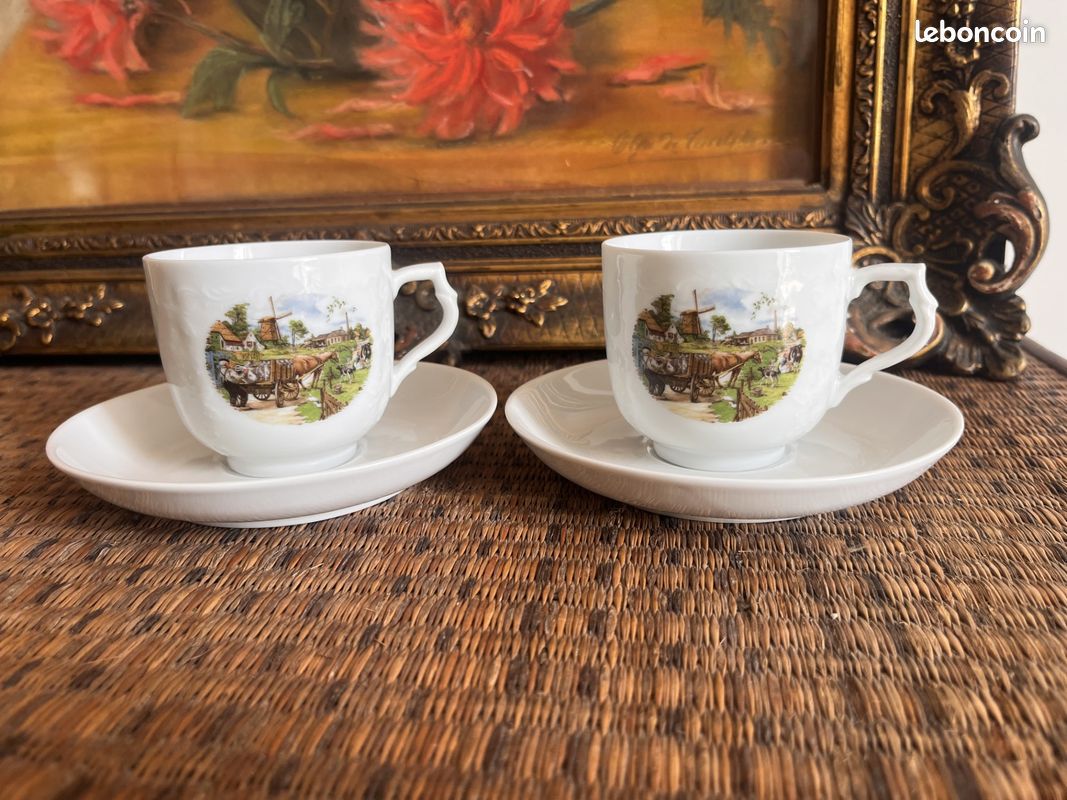 ANCIEN SERVICE À café en porcelaine de chine, grain de riz dragon EUR 49,90 - FR