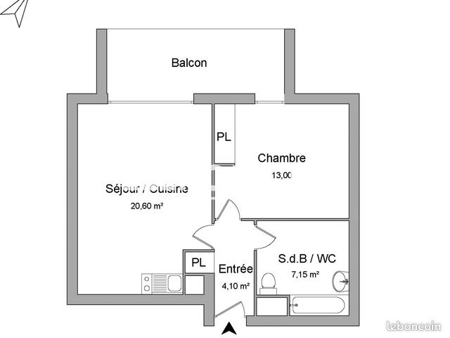 Appartement 2 pièces 44 m² · à Toulouse · 44 m² · 860 €/mois