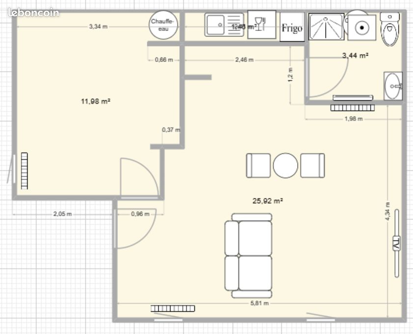 Appartement 2 pièces 44 m² · à Saint-Jean-de-la-Ruelle · 44 m² · 575 €/mois