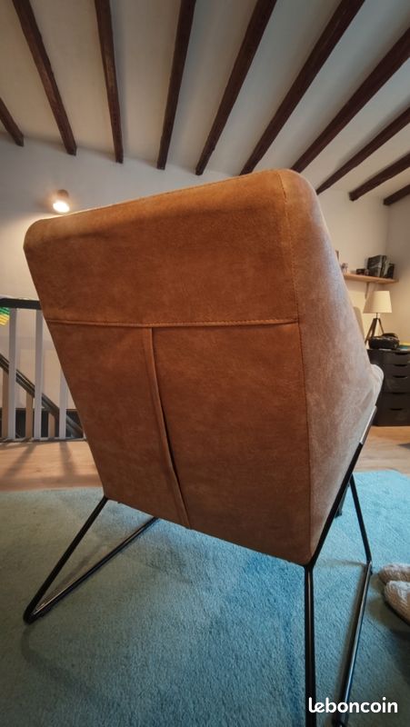 Fauteuil marron clair et relève pied (image 4)