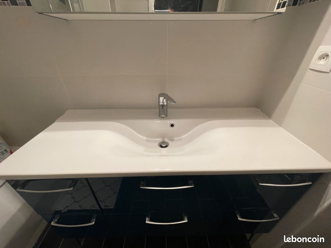 Ensemble meuble salle de bains + vasque + meuble haut + robinetterie (image 2)