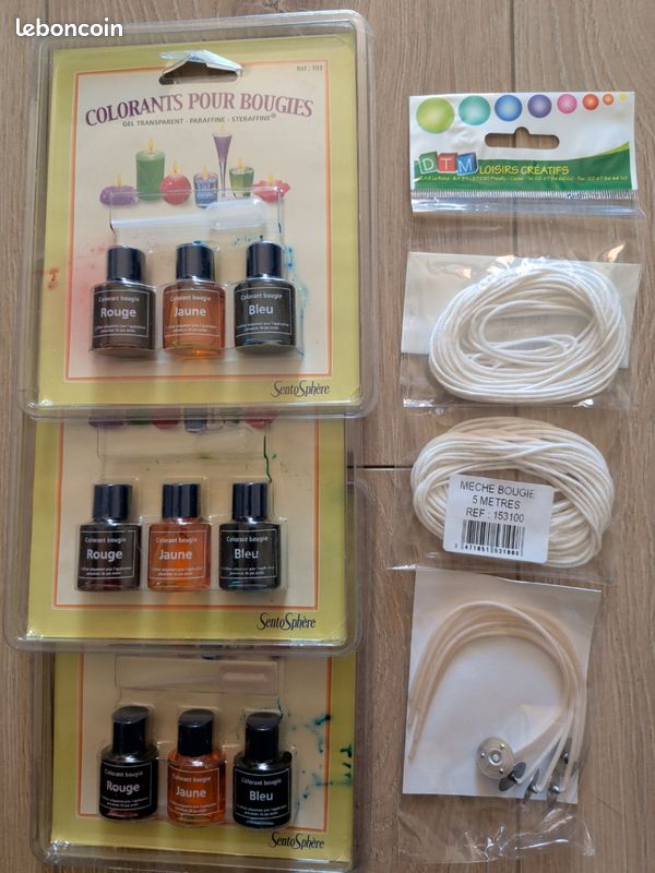 Lot fabrication de bougies – colorants + mèches (image 1)