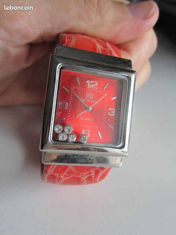 Montre Bracelet MB Collection Quartz rouge/rose diamant Très bon état (image 6)