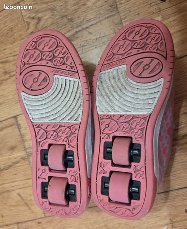 Chaussures à Roulettes HEELYS PRO 20 - Modèle Enfant, Rose Clair/turquoise, Canvas, Neuves Sous Boîte