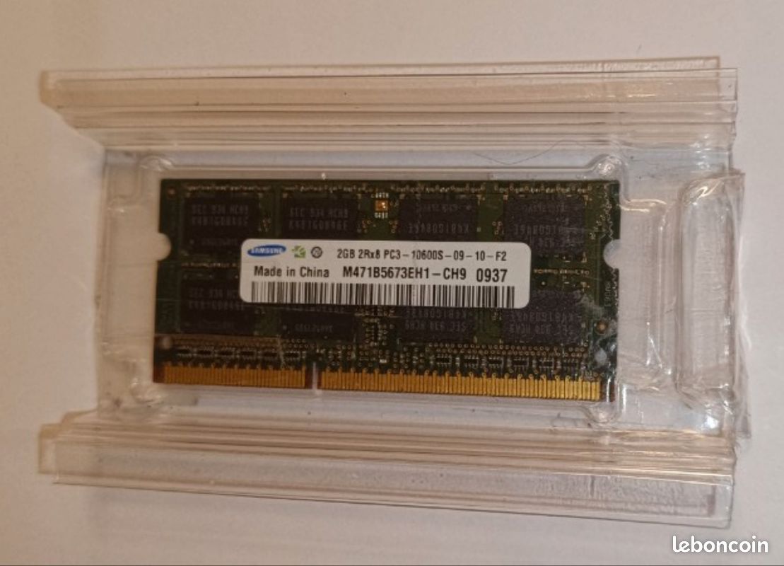 Barrette Mémoire 2Go RAM DDR3 Samsung M471B5673FH0-CH9 SO-DIMM PC3-10600S 2Rx8 (image 2)