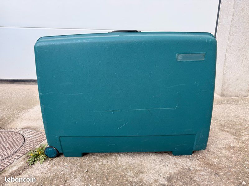 Valise Vintage Delsey - Coque Rigide Noire - 2 Roues - Grande Taille - Fabriquée En France