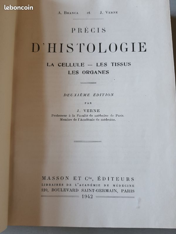 Livre ancien de médecine Précis d'histologie (image 3)