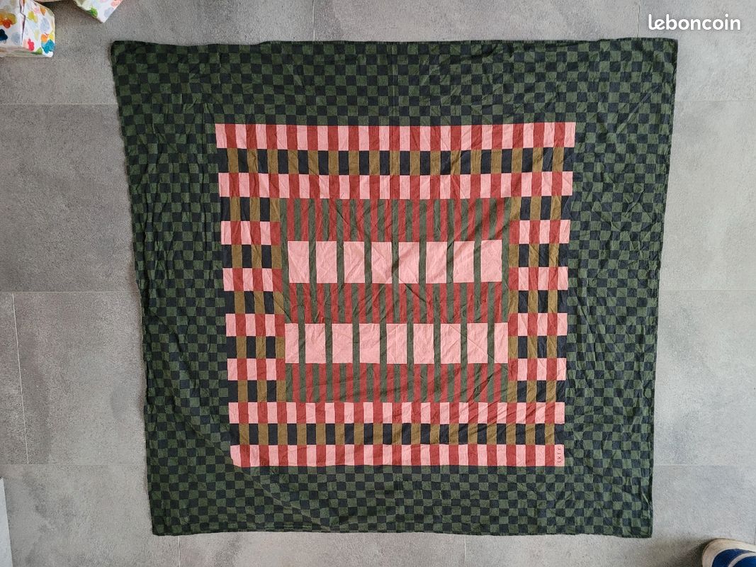 Foulard SKFK rose et vert (image 1)