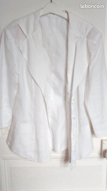 Élégante veste de tailleur femme blanche taille 34 Idée cadeau (image 1)