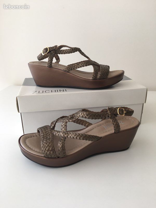Sandales tressées Cuir Bronze 37 Neuves (image 4)
