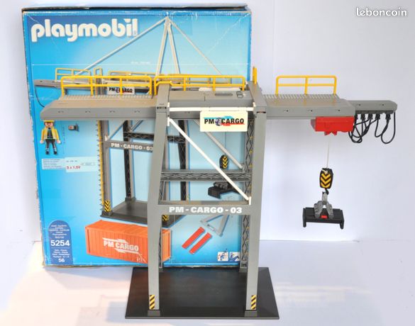 Playmobil Grande Grue Portuaire 5254 - Rare, Avec Cargo Et Chargement, Fonctionne