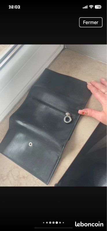 Porte feuille porte monnaie séquoia cuir noir bon état (image 14)