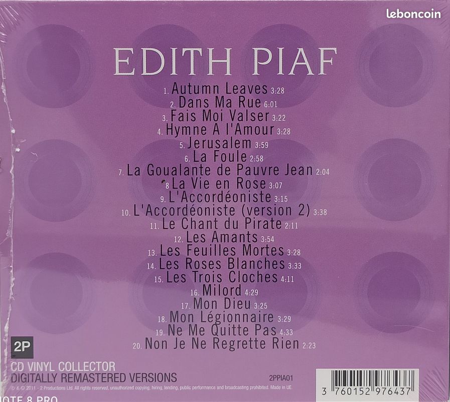Cd Edith Piaf - La vie en rose neuf (image 2)