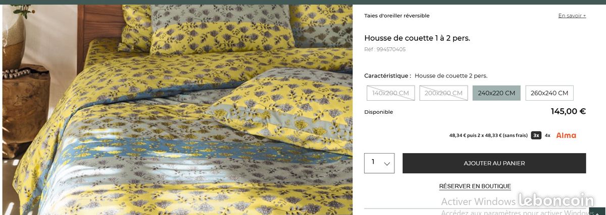 Lot de 3 torchons en pur coton de marque LINVOSGES - France
