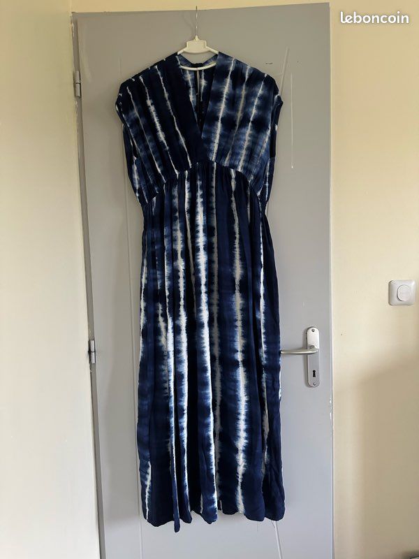 Robe Longue Caroll Sans Manches - Taille 36, Rouge, En Polyester Et Coton, Neuve