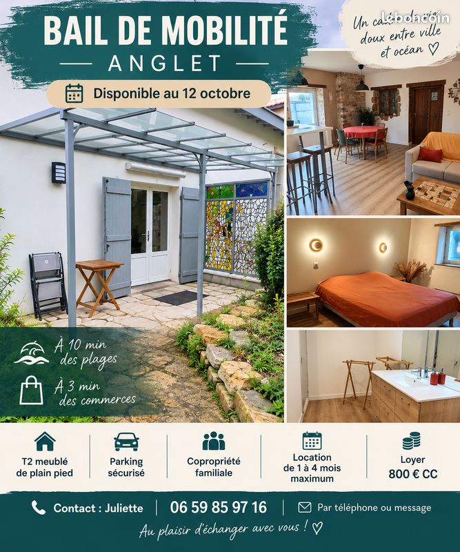 Appartement 2 pièces 50 m² · à Anglet · 50 m² · 800 €/mois