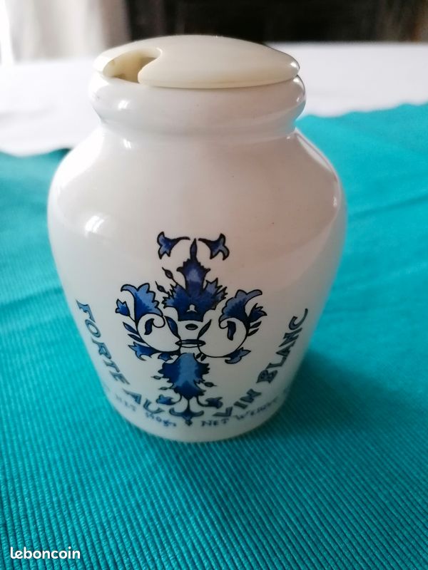 Rare ancien pot à moutarde POUPON, en faïence de LONGCHAMP avec couvercle (image 1)