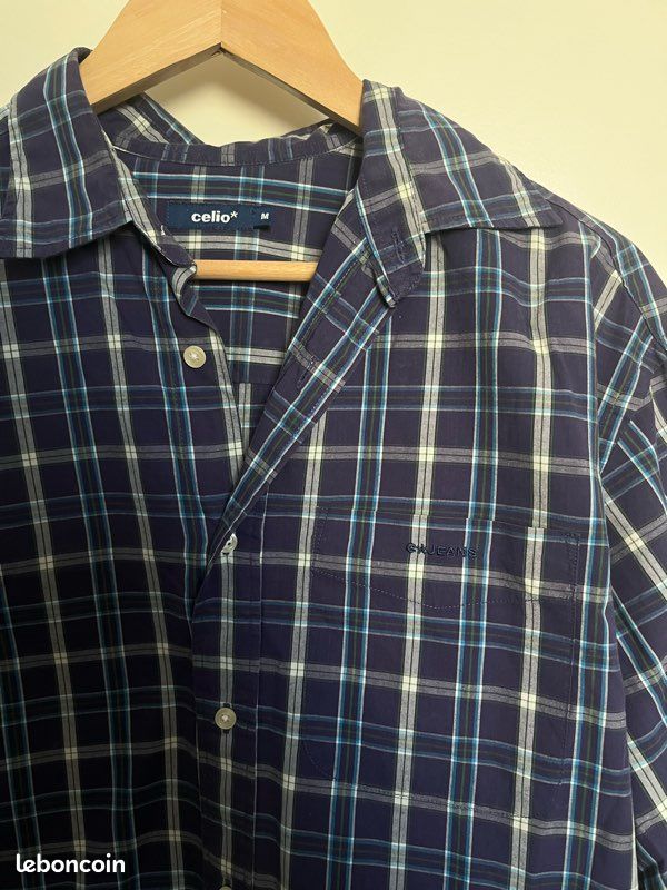 Chemise à carreaux violette et bleue Celio taille M 100% coton en parfait état (image 3)