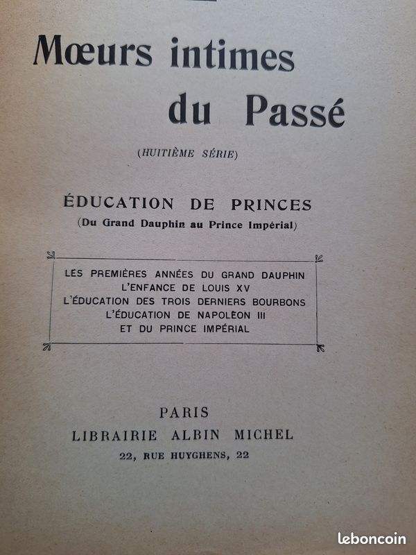Livre ancien "Moeurs intimes du passé - éducation des princes" (image 2)