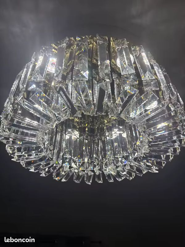 Plafonnier cristal or luxe 50cm moderne LED salon (image 1)