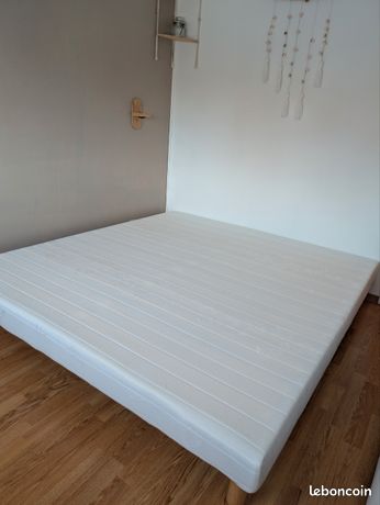 Sommier Tapissier SAMPUR 180x200 Cm - Lattes En Peulier Renforcées, Tissu Doublé Mousse - Sommier Confort Literie Française