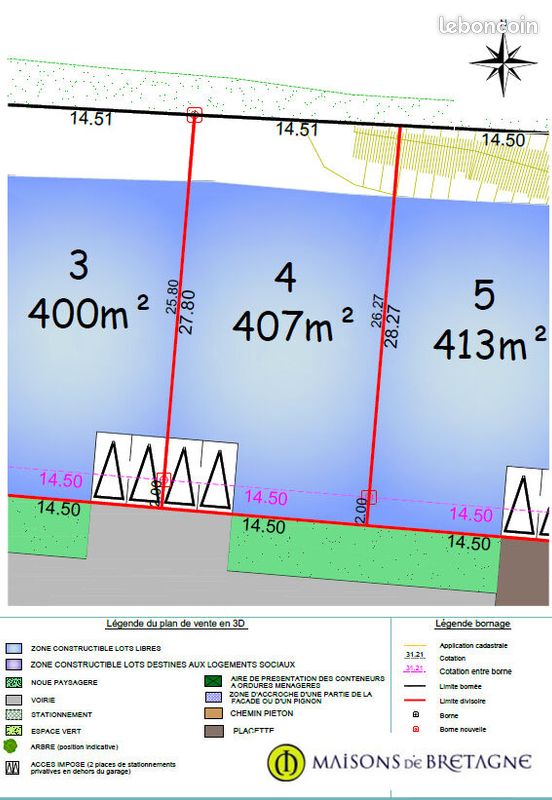 Terrain 409 m² · à Bannalec · 409 m² · 62 381 €