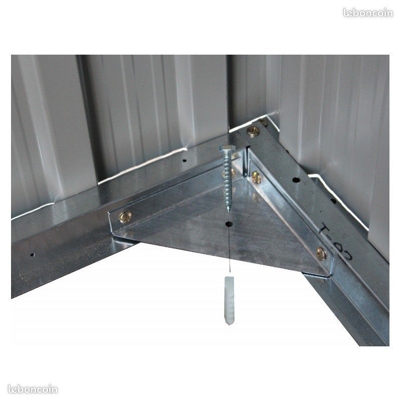 Abri de jardin en métal gris 8,84m² + kit ancrage Abri jardin métallique rangement bois outillage (image 4)