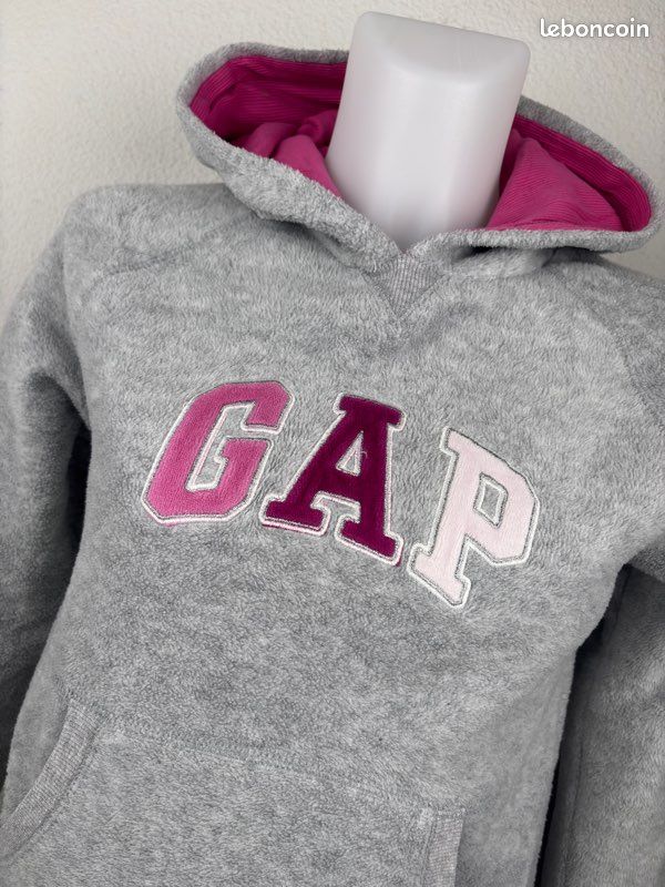 Sweat Capuche Gap Fille L (10 Ans) – Doublé Polaire, Bleu/rose, état Correct